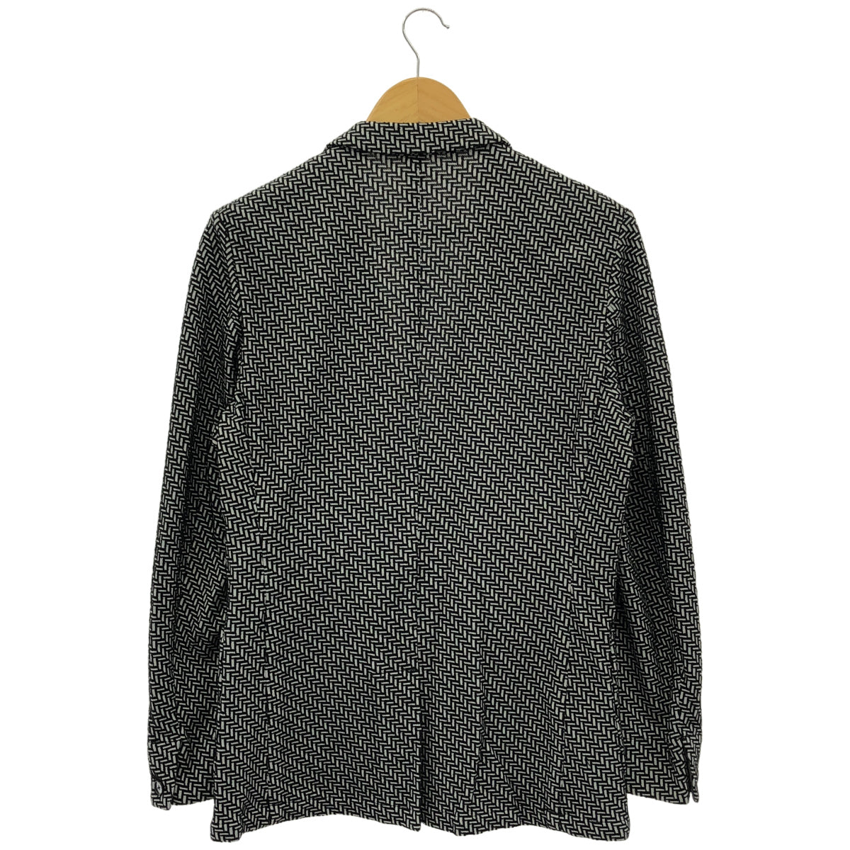 monsieur NICOLE ムッシュニコル PONTETORTO製 ブラック×ホワイト ジオメトリック柄ジャージージャケット トップス