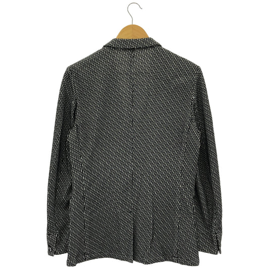 monsieur NICOLE ムッシュニコル PONTETORTO製 ブラック×ホワイト ジオメトリック柄ジャージージャケット トップス