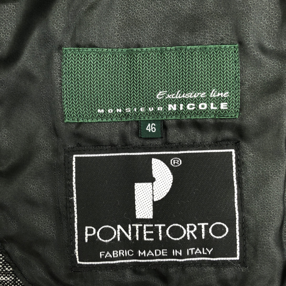 monsieur NICOLE ムッシュニコル PONTETORTO製 ブラック×ホワイト ジオメトリック柄ジャージージャケット トップス