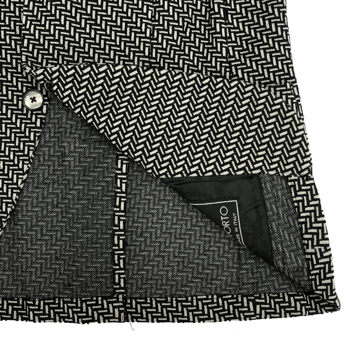 monsieur NICOLE ムッシュニコル PONTETORTO製 ブラック×ホワイト ジオメトリック柄ジャージージャケット トップス