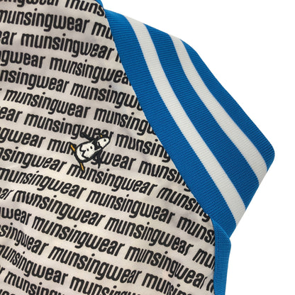 Munsingwear マンシングウェア ホワイト×ブルー レジメンタル ロゴ セットアップ トップス