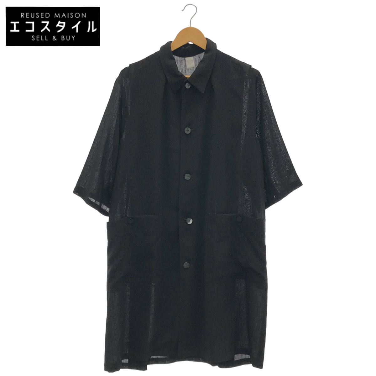 TA71FA032 ブラック オーバーサイズ シャツワンピース トップス