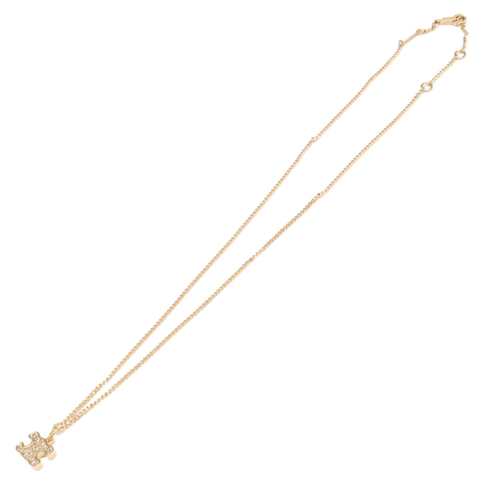 CELINE セリーヌ 【美品】トリオンフ ラインストーン ネックレス / ゴールドフィニッシュ ブラス＆クリスタル ネックレス