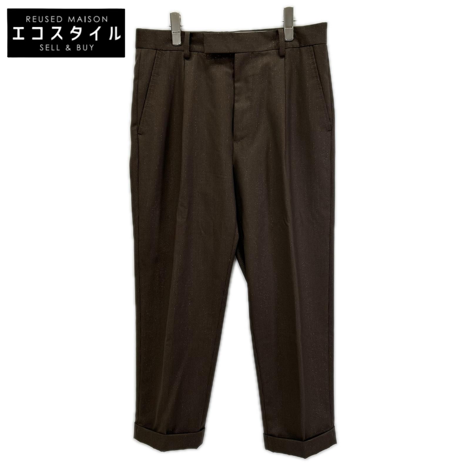 WACKO MARIA ワコマリア 22FW-WMP-TR25 ブラウン GLITTER PLEATED TROUSERS TYPE1 ボトムス
