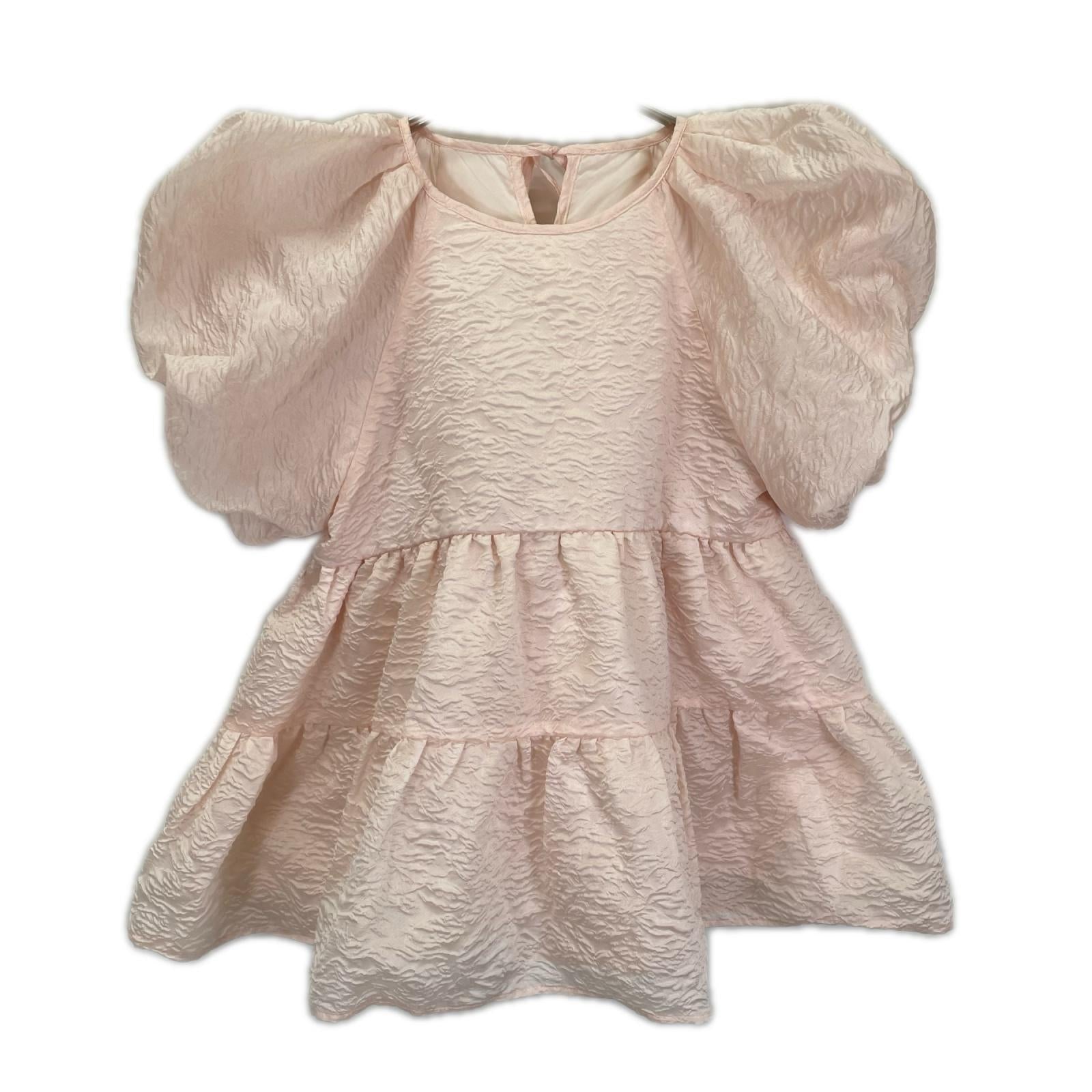 FITMORE フィットモア ピンク ジャガード ティアード トップス トップス