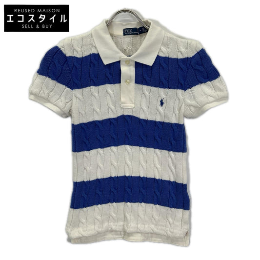 POLObyRalphLauren ポロラルフローレン ホワイト×ブルー ボーダー ポニー刺繍 半袖ニット トップス