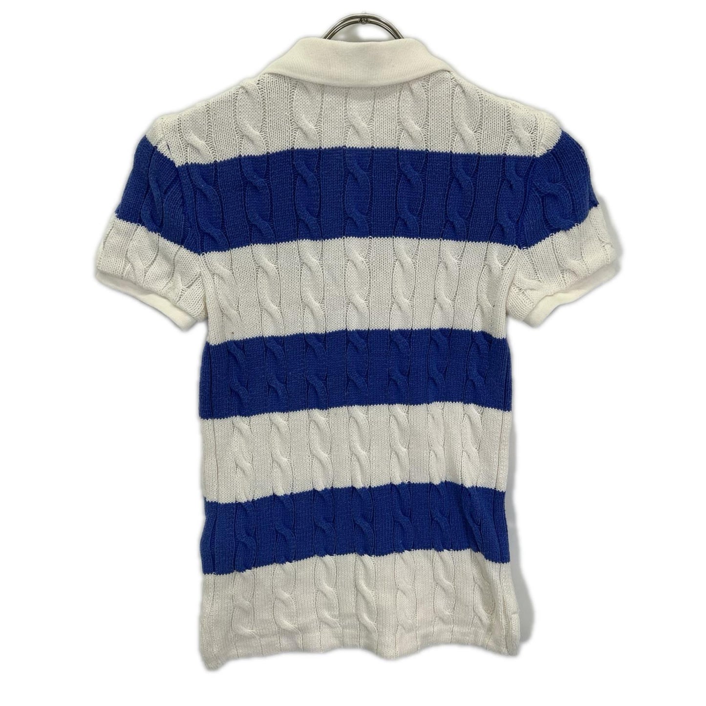 POLObyRalphLauren ポロラルフローレン ホワイト×ブルー ボーダー ポニー刺繍 半袖ニット トップス