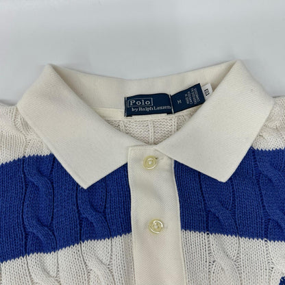 POLObyRalphLauren ポロラルフローレン ホワイト×ブルー ボーダー ポニー刺繍 半袖ニット トップス
