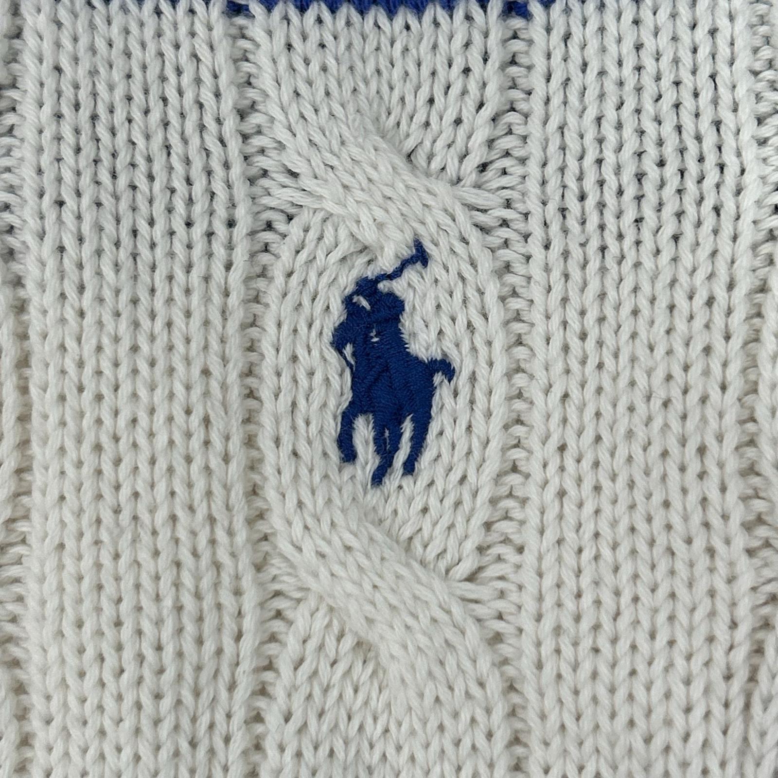 POLObyRalphLauren ポロラルフローレン ホワイト×ブルー ボーダー ポニー刺繍 半袖ニット トップス