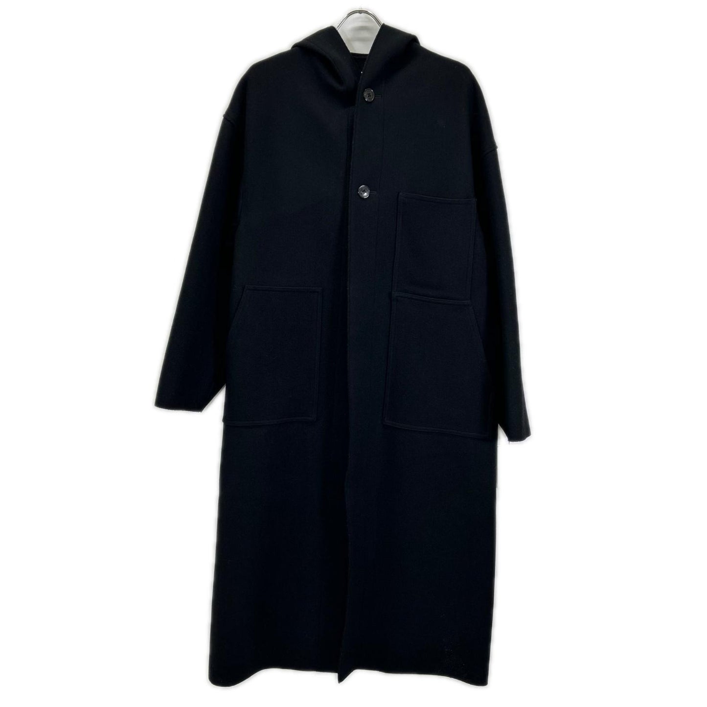 HYKE ハイク 232-17397 ブラック ウール MELTON HOODED WORK COAT コート
