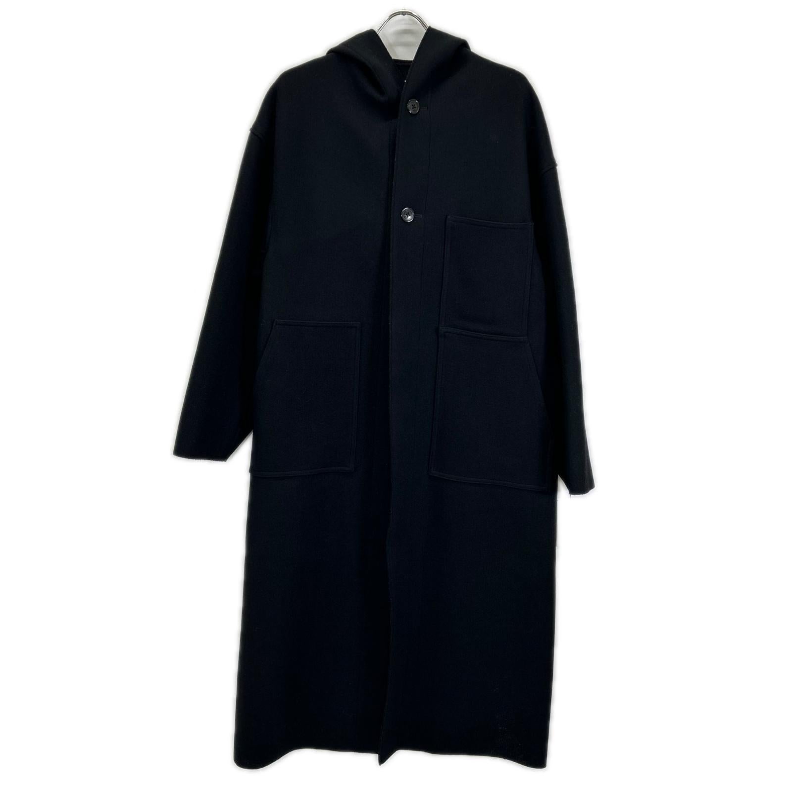 HYKE ハイク 232-17397 ブラック ウール MELTON HOODED WORK COAT コート