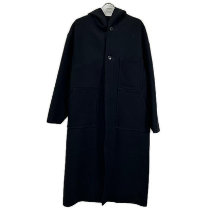 HYKE ハイク 232-17397 ブラック ウール MELTON HOODED WORK COAT コート