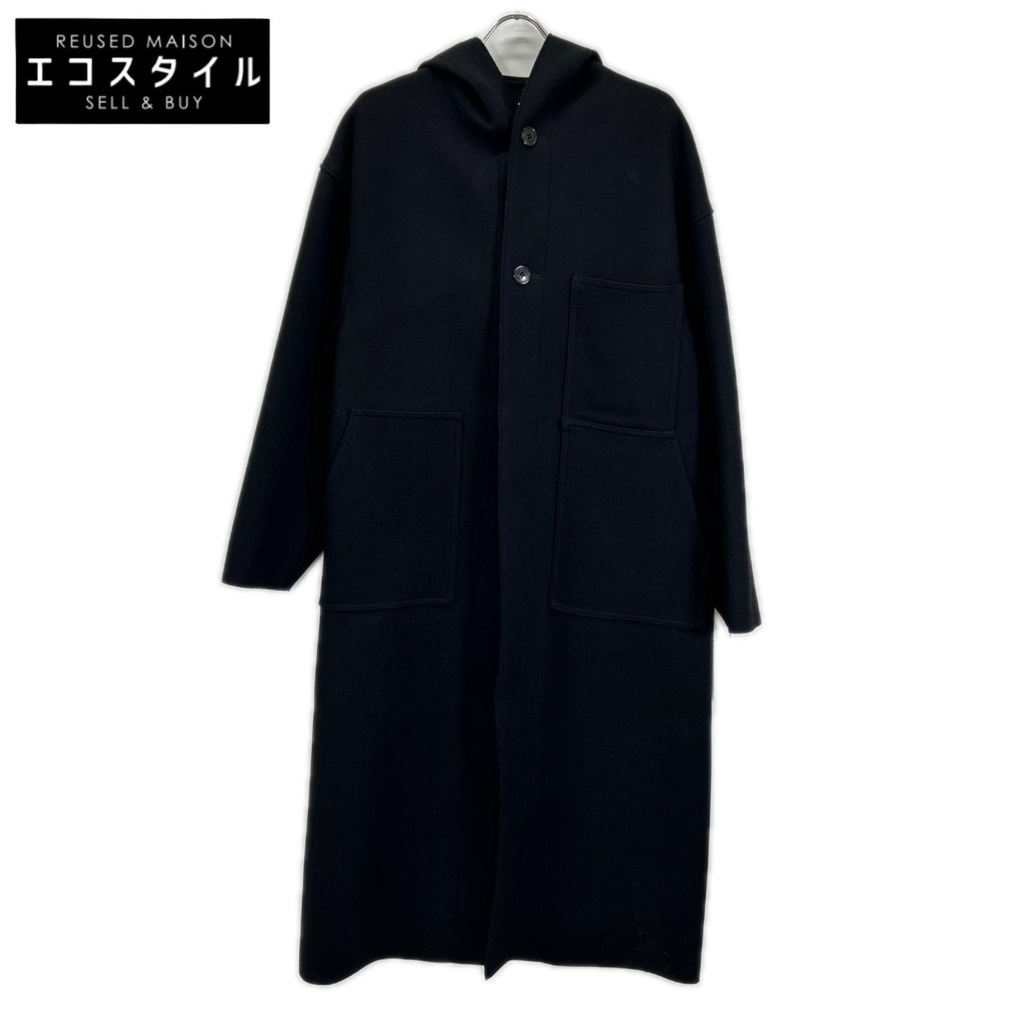 HYKE ハイク 232-17397 ブラック ウール MELTON HOODED WORK COAT コート