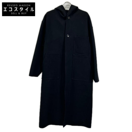 HYKE ハイク 232-17397 ブラック ウール MELTON HOODED WORK COAT コート