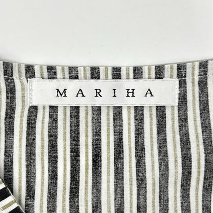 MARIHA マリハ ブラック×ベージュ コットン ストライプ 草原の光のカフタン ドレス ワンピース