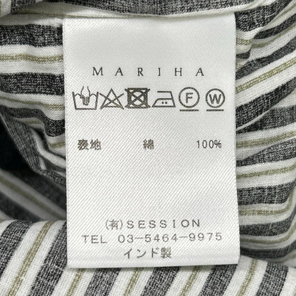 MARIHA マリハ ブラック×ベージュ コットン ストライプ 草原の光のカフタン ドレス ワンピース