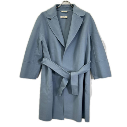S MaxMara エスマックスマーラ ブルー ARONA ウール ダブルフェイス ロングコート コート