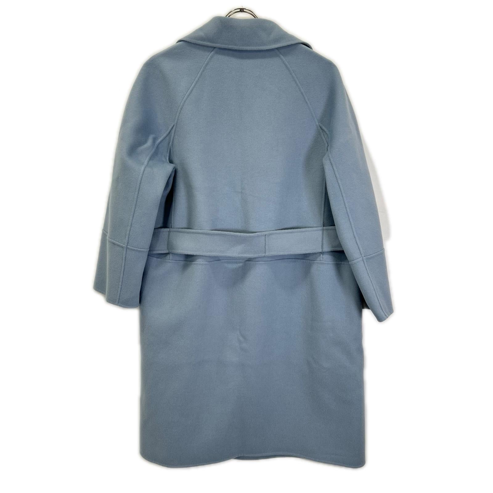 S MaxMara エスマックスマーラ ブルー ARONA ウール ダブルフェイス ロングコート コート