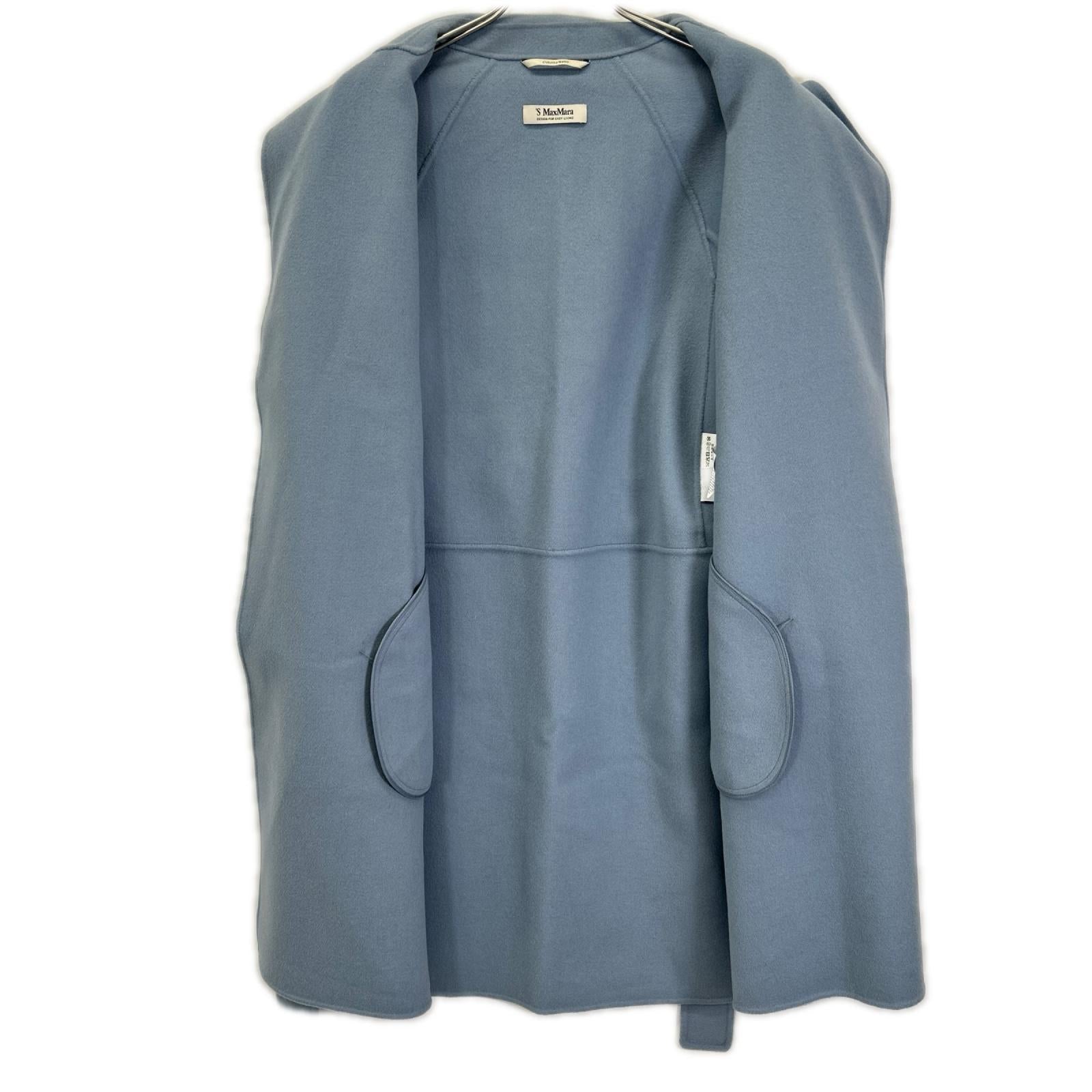 S MaxMara エスマックスマーラ ブルー ARONA ウール ダブルフェイス ロングコート コート