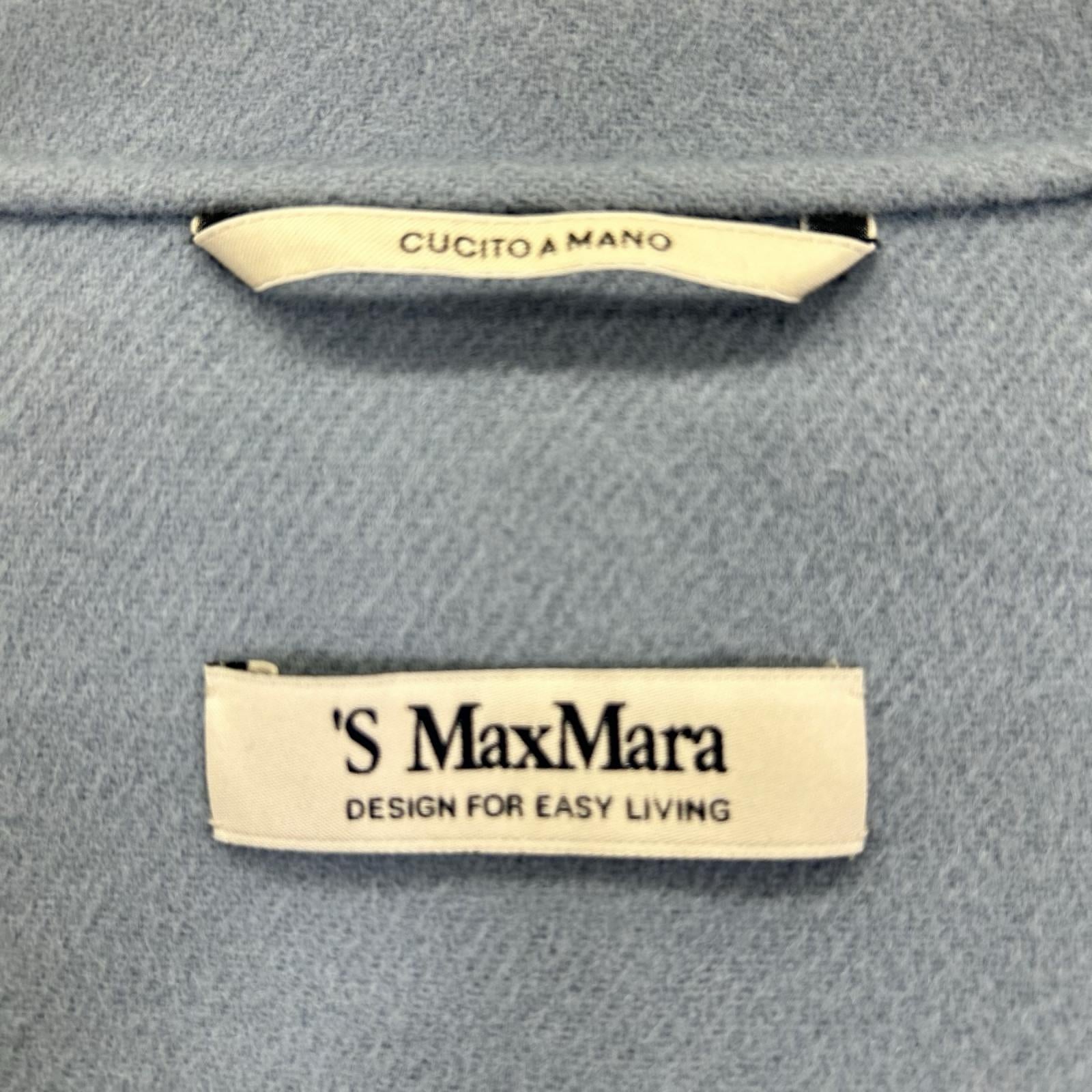 S MaxMara エスマックスマーラ ブルー ARONA ウール ダブルフェイス ロングコート コート