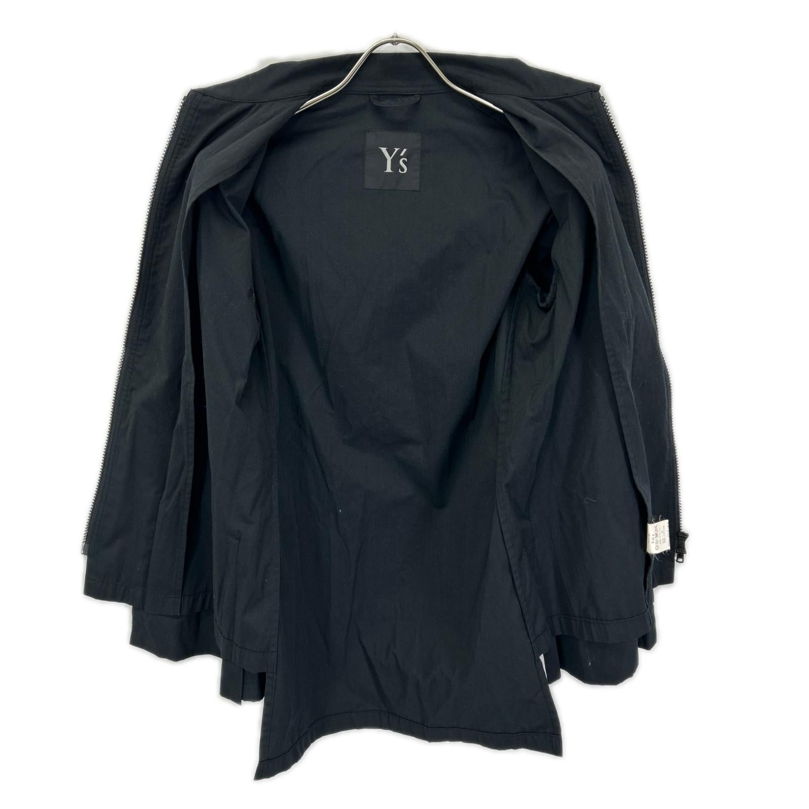 Y's ワイズ ブラック コットンポリ ジップアップ ジャケット ジャケット
