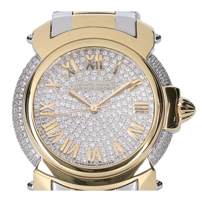 RobertoCavalli ロベルトカヴァリ 【ジャンク品】Roberto Cavalli by FRANCK MULLER ロベルトカヴァリ バイ フランクミュラー 1L006 パヴェクリスタル文字盤 クオーツ 腕時計