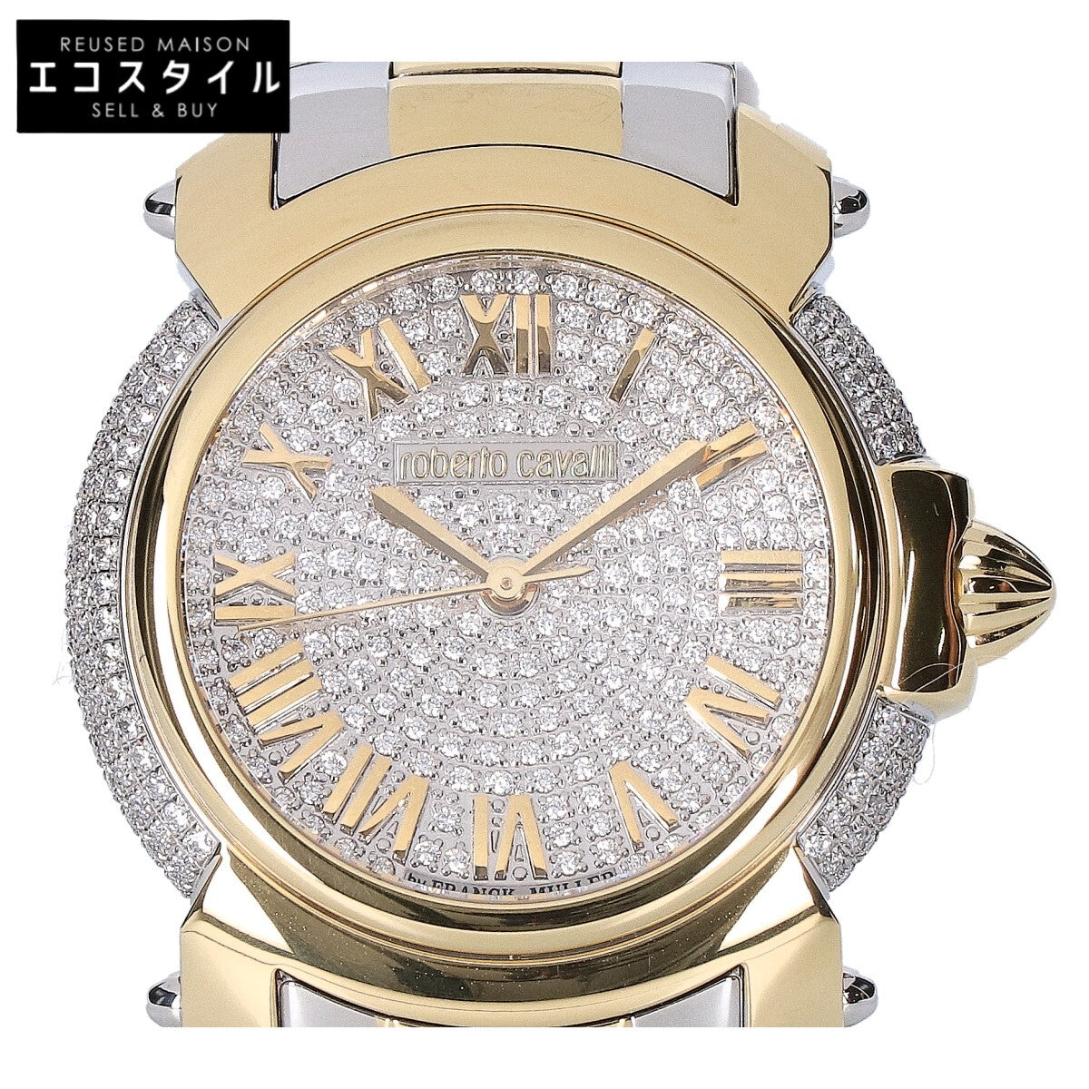 RobertoCavalli ロベルトカヴァリ 【ジャンク品】Roberto Cavalli by FRANCK MULLER ロベルトカヴァリ バイ フランクミュラー 1L006 パヴェクリスタル文字盤 クオーツ 腕時計