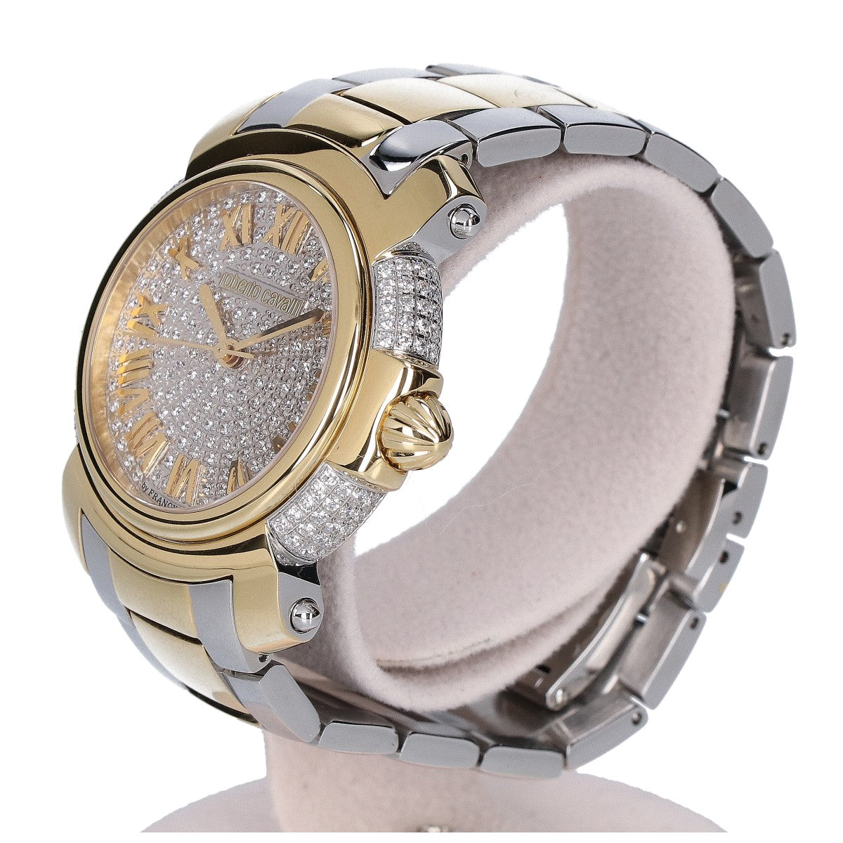 RobertoCavalli ロベルトカヴァリ 【ジャンク品】Roberto Cavalli by FRANCK MULLER ロベルトカヴァリ バイ フランクミュラー 1L006 パヴェクリスタル文字盤 クオーツ 腕時計