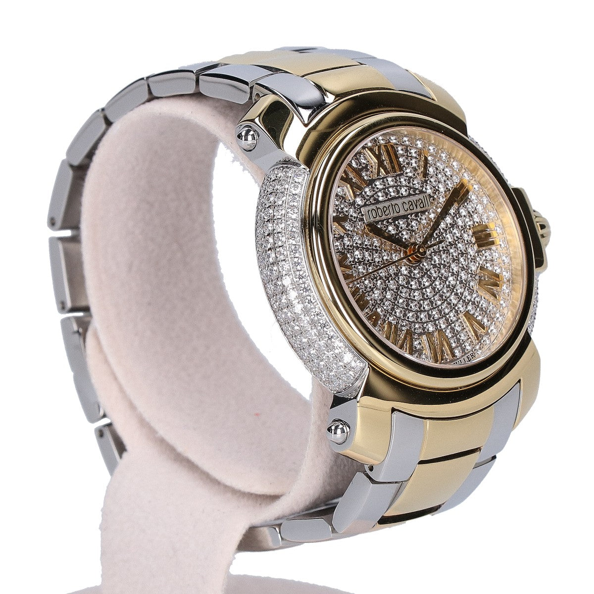 RobertoCavalli ロベルトカヴァリ 【ジャンク品】Roberto Cavalli by FRANCK MULLER ロベルトカヴァリ バイ フランクミュラー 1L006 パヴェクリスタル文字盤 クオーツ 腕時計