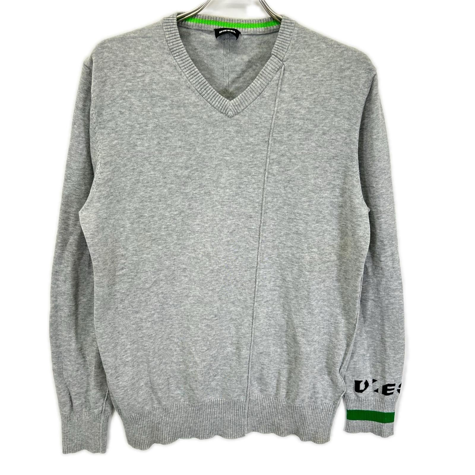 DIESEL ディーゼル グレー×グリーン Vネックニット トップス