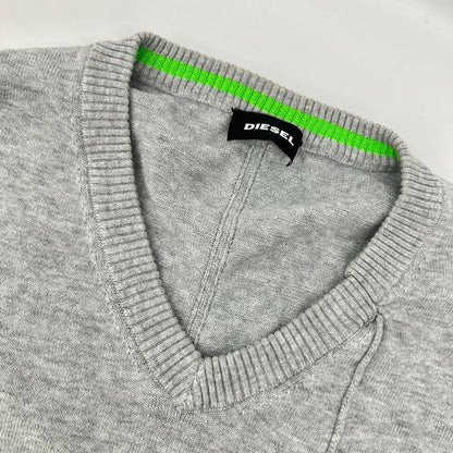 DIESEL ディーゼル グレー×グリーン Vネックニット トップス