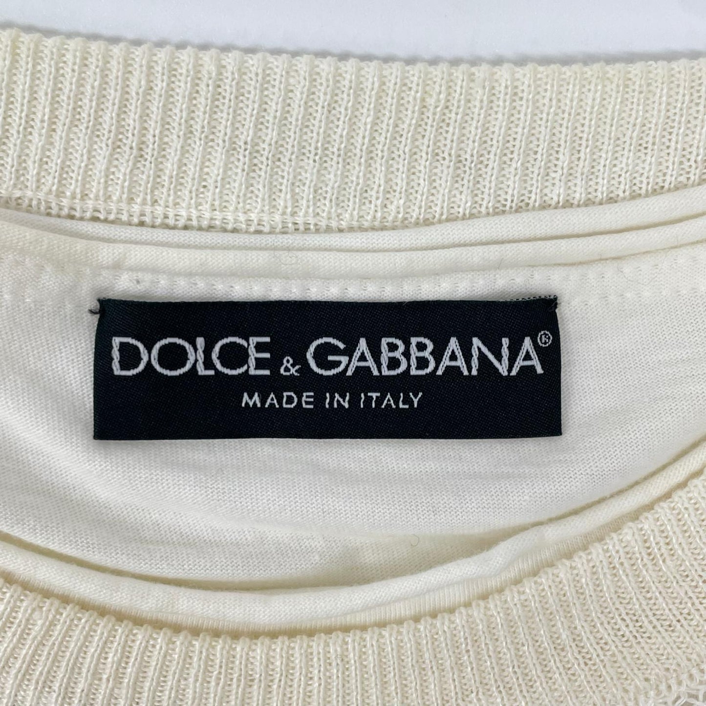 DOLCE&GABBANA ドルチェアンドガッバーナ GB154K ホワイト メッシュレイヤード プリントロングTシャツ トップス