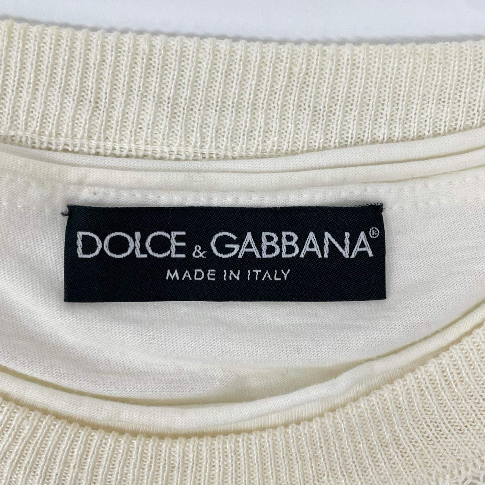 DOLCE&GABBANA ドルチェアンドガッバーナ GB154K ホワイト メッシュレイヤード プリントロングTシャツ トップス