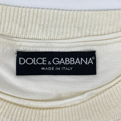 DOLCE&GABBANA ドルチェアンドガッバーナ GB154K ホワイト メッシュレイヤード プリントロングTシャツ トップス