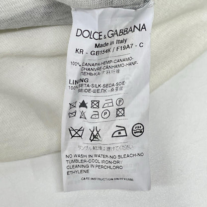 DOLCE&GABBANA ドルチェアンドガッバーナ GB154K ホワイト メッシュレイヤード プリントロングTシャツ トップス