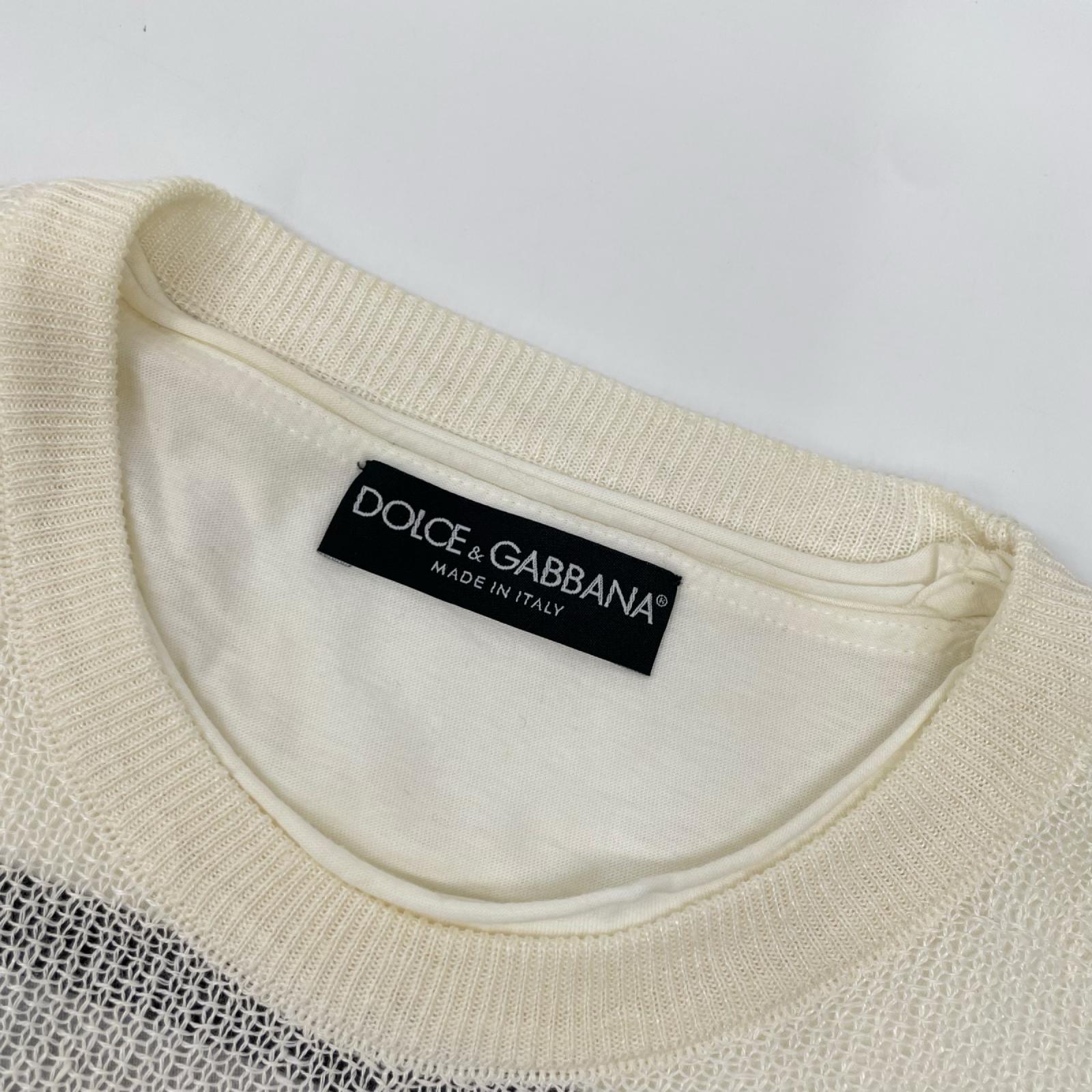 DOLCE&GABBANA ドルチェアンドガッバーナ GB154K ホワイト メッシュレイヤード プリントロングTシャツ トップス