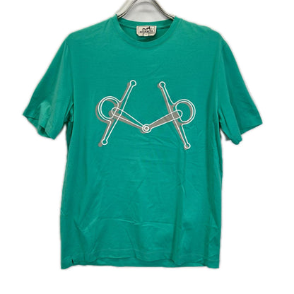 HERMES エルメス 19SS ホワイト×グリーン×グレー ソルド品 総柄 クルーネックTシャツ トップス