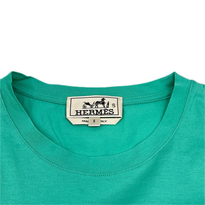 HERMES エルメス 19SS ホワイト×グリーン×グレー ソルド品 総柄 クルーネックTシャツ トップス