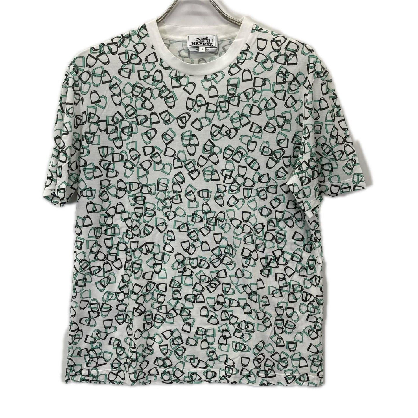 HERMES エルメス グリーン刺繍デザイン ソルド品 半袖Tシャツ トップス