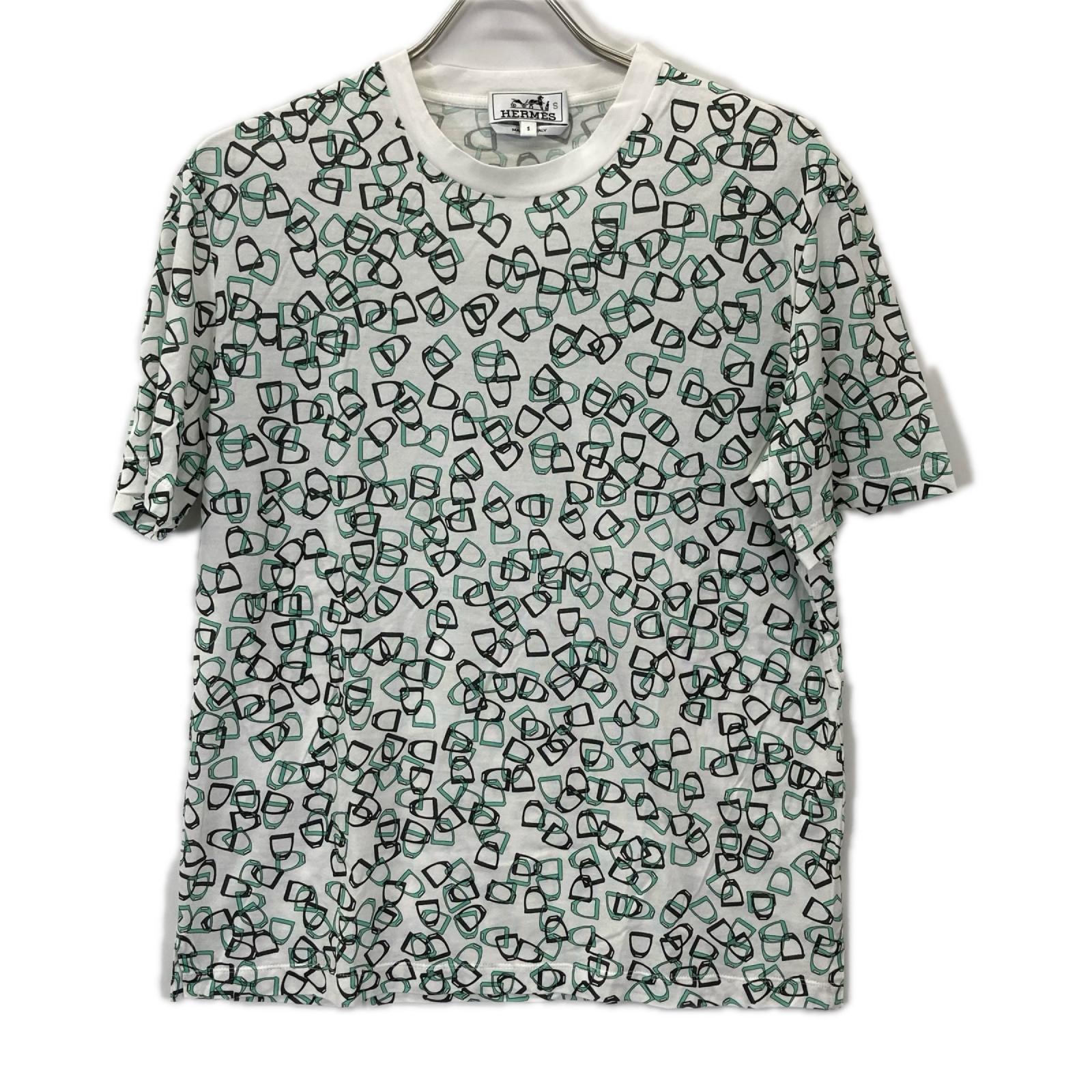 HERMES エルメス グリーン刺繍デザイン ソルド品 半袖Tシャツ トップス