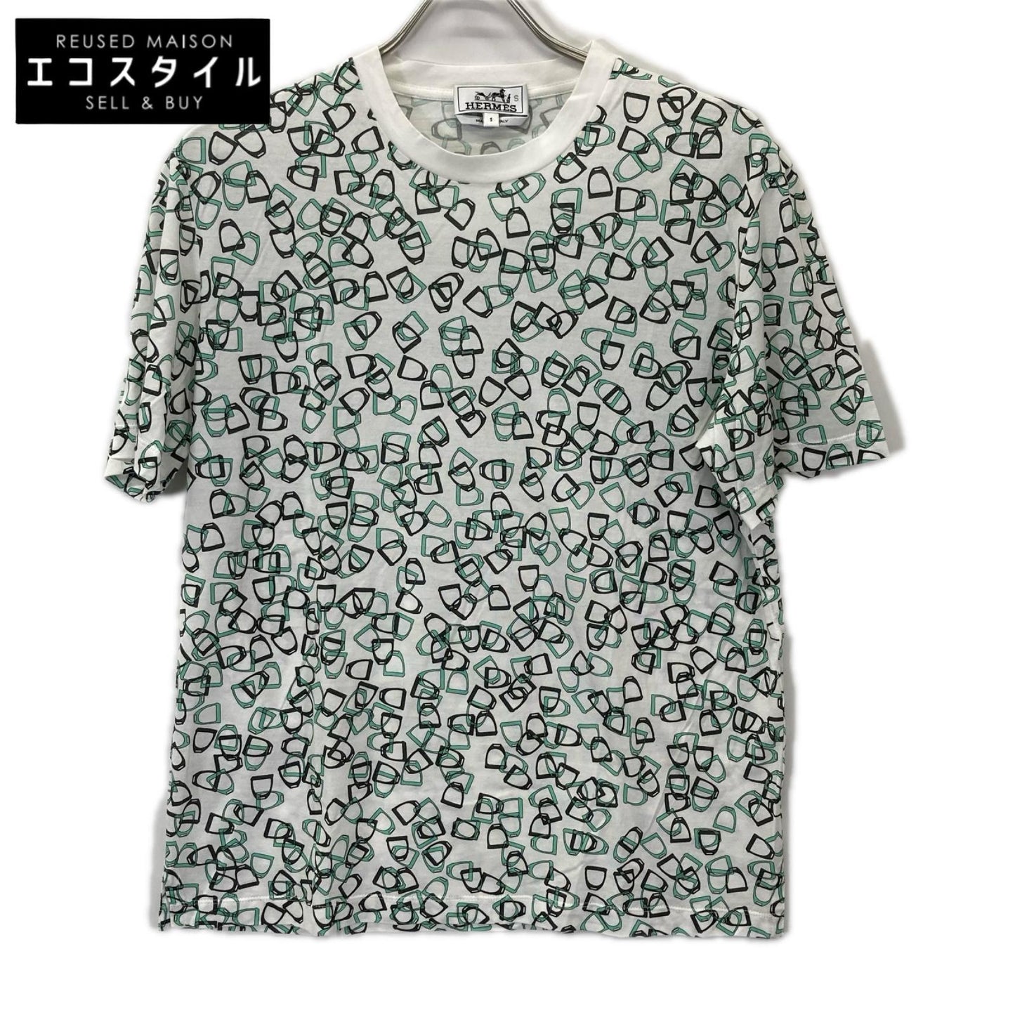 HERMES エルメス グリーン刺繍デザイン ソルド品 半袖Tシャツ トップス