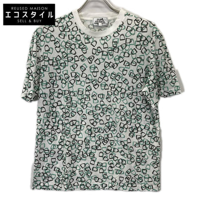 HERMES エルメス グリーン刺繍デザイン ソルド品 半袖Tシャツ トップス