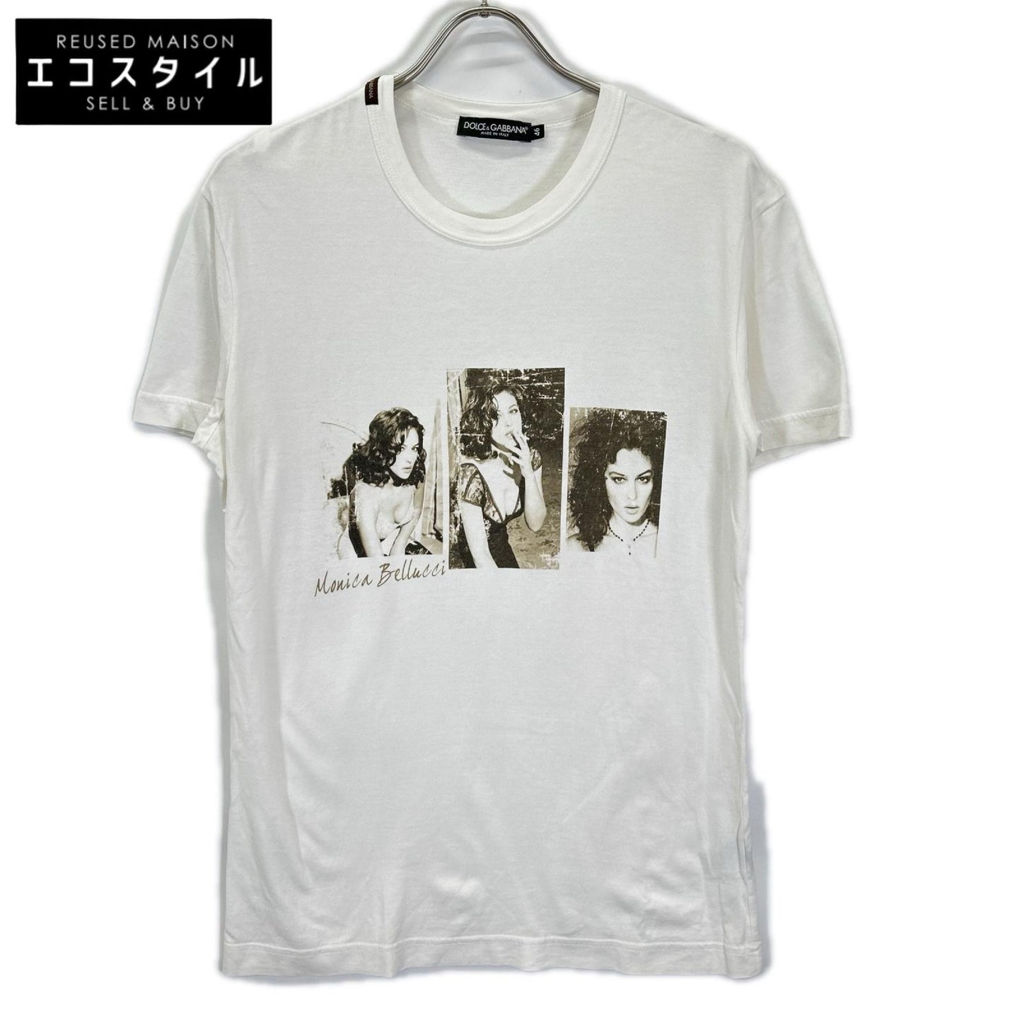 DOLCE&GABBANA ドルチェアンドガッバーナ ホワイト モニカベルッチ 半袖プリントTシャツ トップス