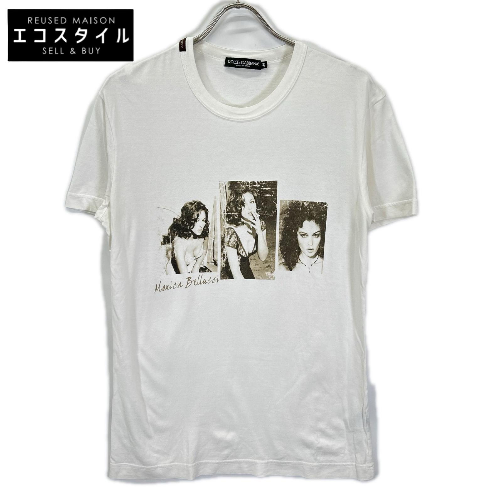 DOLCE&GABBANA ドルチェアンドガッバーナ ホワイト モニカベルッチ 半袖プリントTシャツ トップス