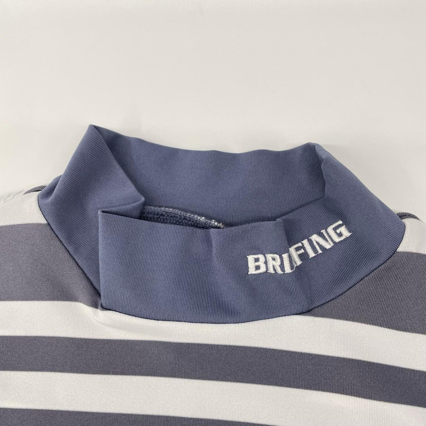 BRIEFING ブリーフィング ブルー×ホワイト ボーダーハイネック ゴルフ SSトップス トップス
