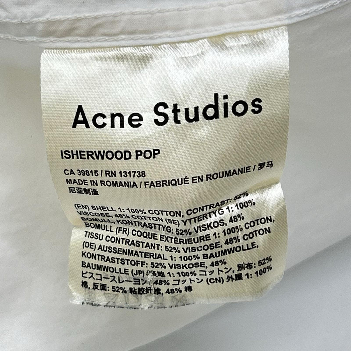 ACNE STUDIOS アクネ ストゥディオズ ホワイト コットン ドレスシャツ トップス