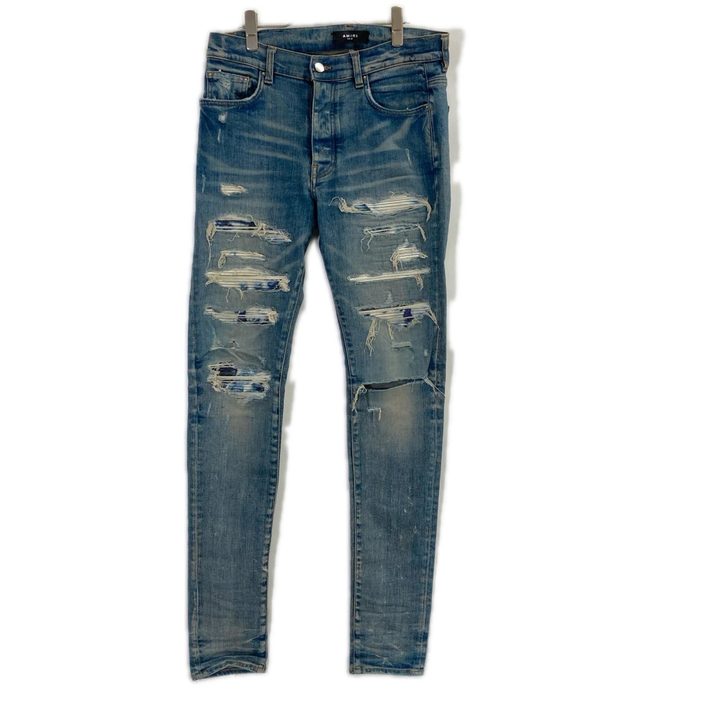 AMIRI アミリ SR3SS22MDS006SANDS ブルー クラッシュ加工 スリムデニム ボトムス