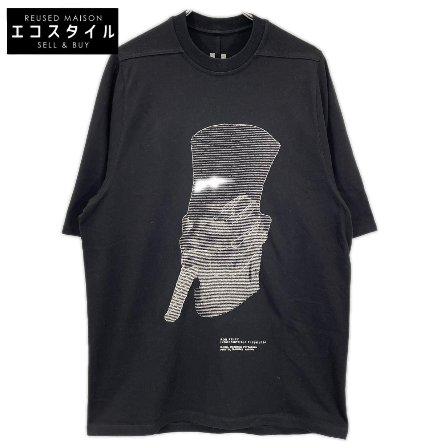 Rick Owens リックオウエンス RU01D3249 ブラック ヘビーウェイト プリントシャツ トップス