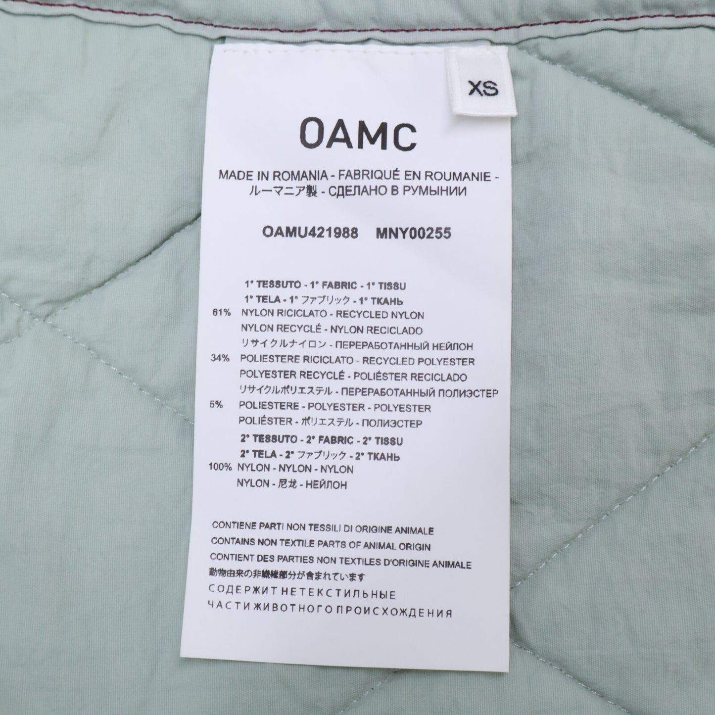 OAMC オーエーエムシー 【新品】OAMU421988 コンバットライナー キルティングジャケット ジャケット