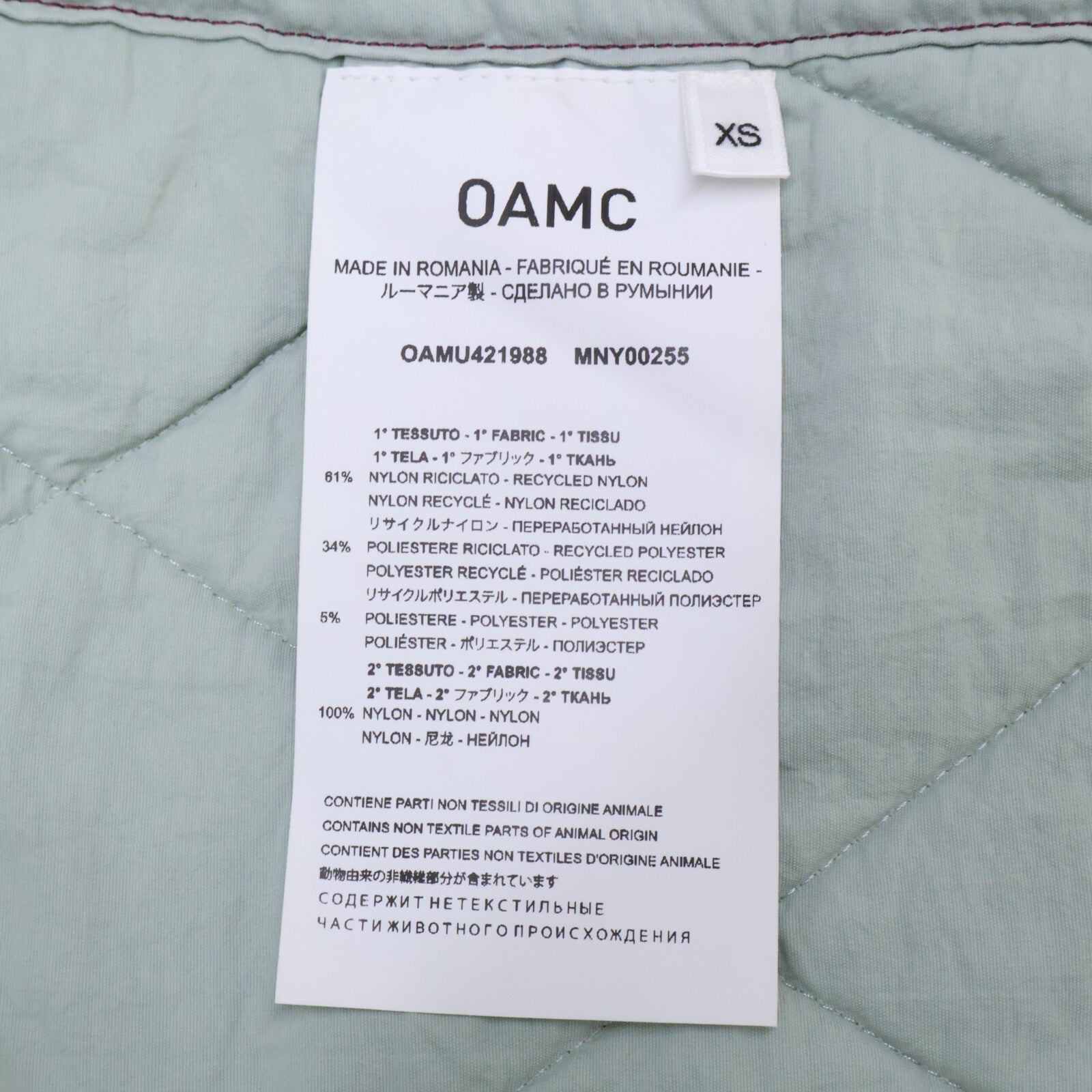 OAMC オーエーエムシー 【新品】OAMU421988 コンバットライナー キルティングジャケット ジャケット